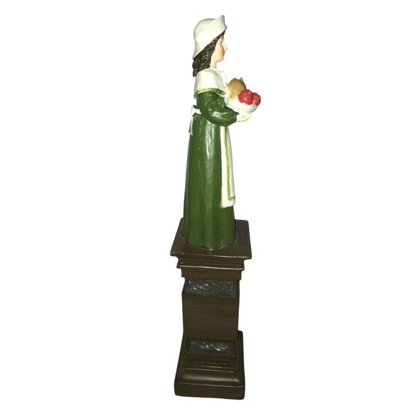 PILGRIM Woman Carrying Turkey Platter 12" Tall 'WELCOME'  Thanksgiving Statue - Picture 4 of 8